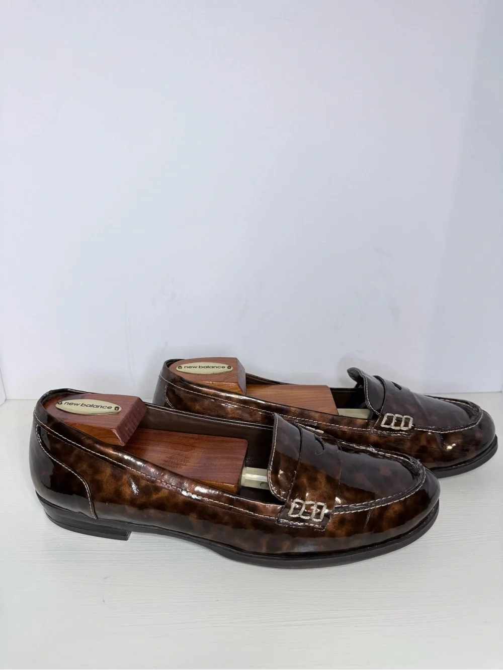 Van Buchman Tortoiseshell Patent Leather Penny Loafers Brown Size 9 M